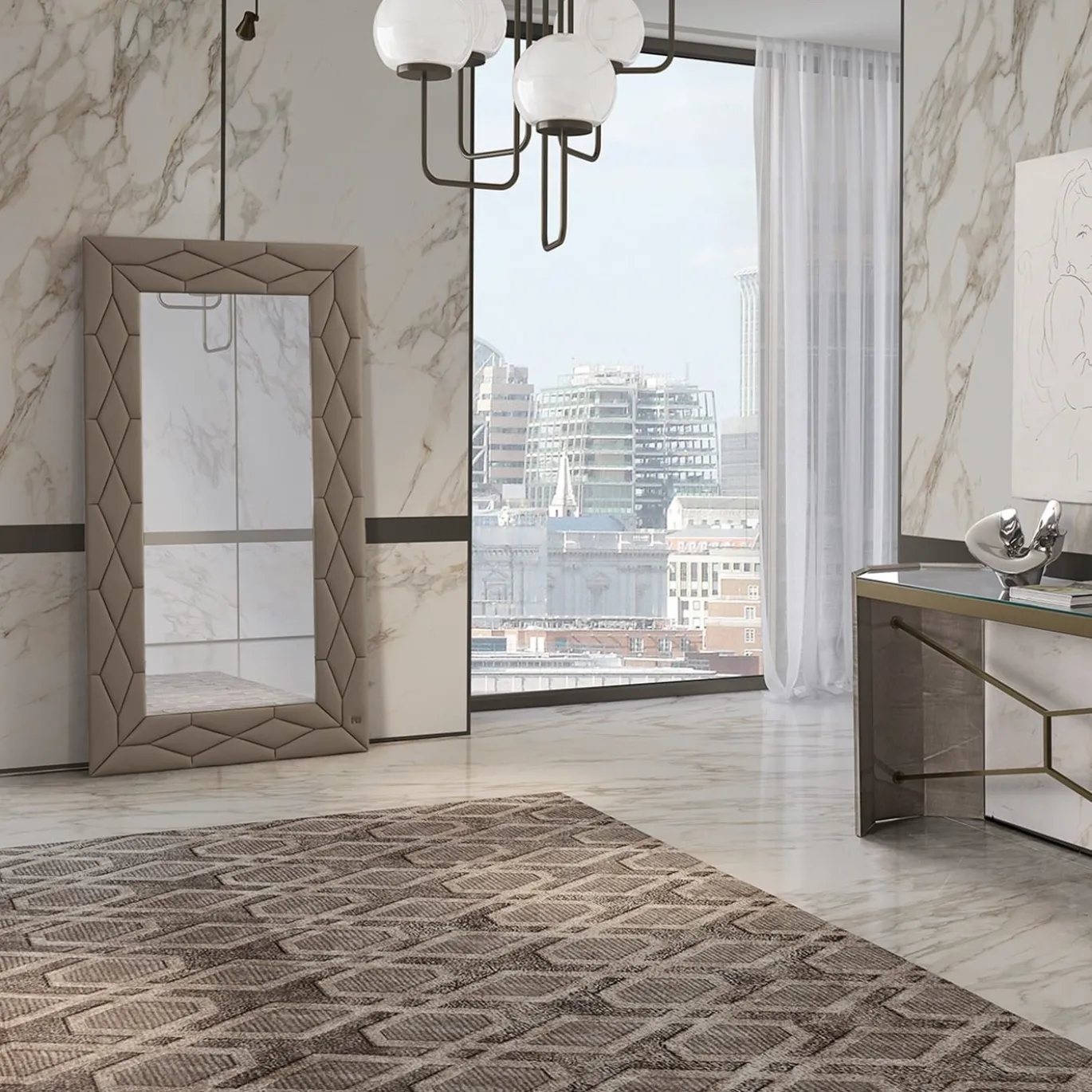 Tappeto Grace di ispirazione Art Deco nei toni del grigio
