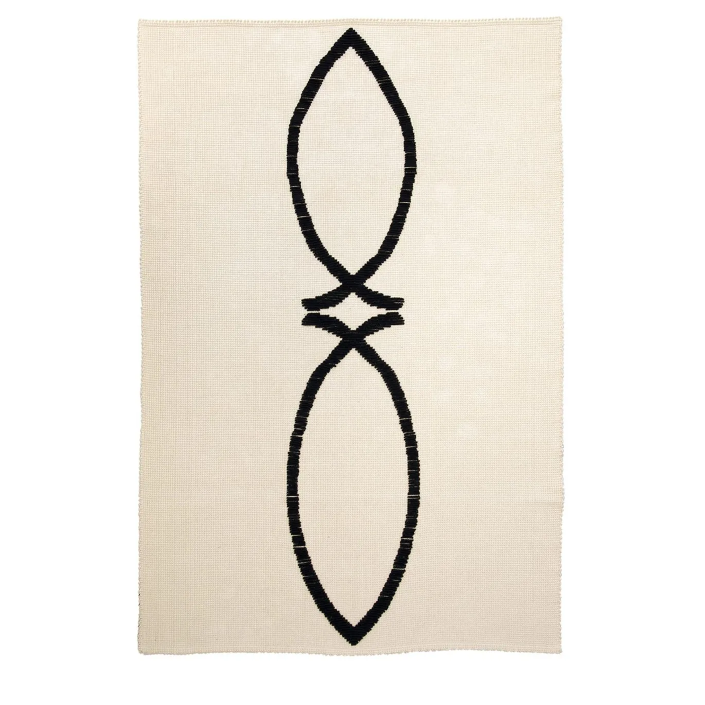 Tappeto Ichthys rettangolare crema/nero