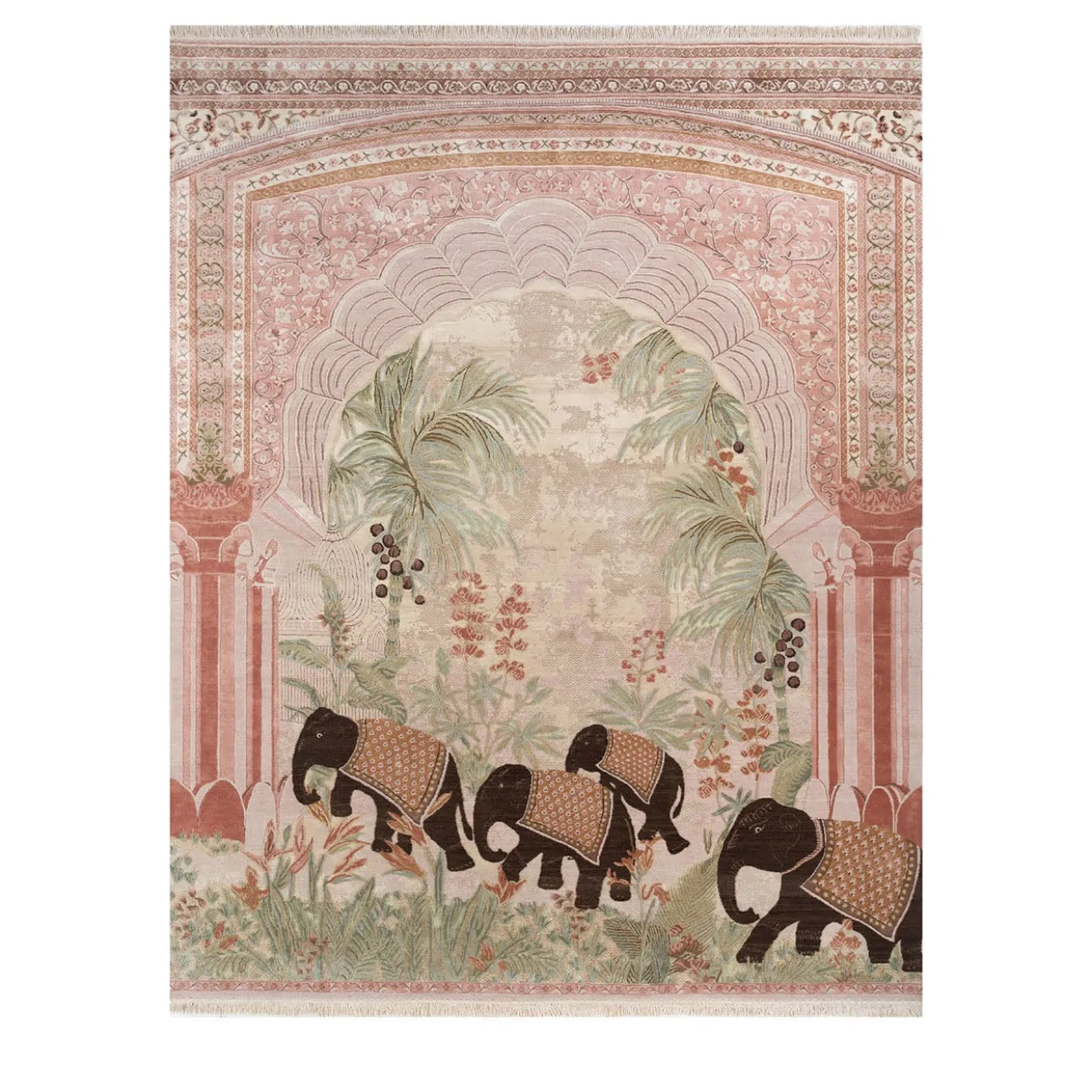 Tappeto Inde Rose Clay annodato a mano