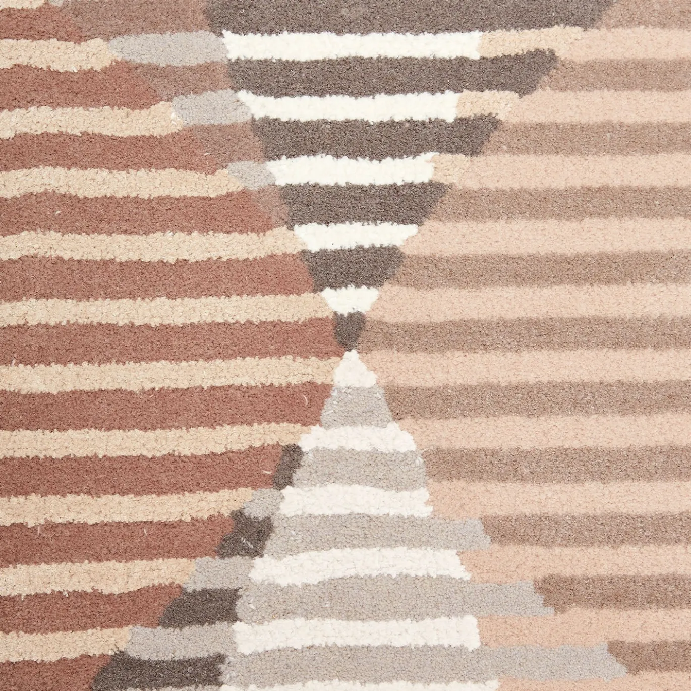 Tappeto in Lana Beige con motivi Geometrici Cerchi Affondanti