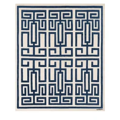 Tappeto in Lana Blu e Bianco Labirinto di Gio Ponti