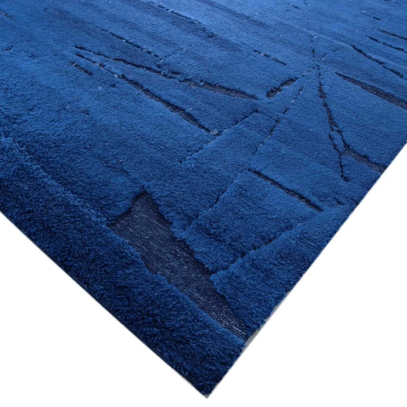 Tappeto in lana blu navy