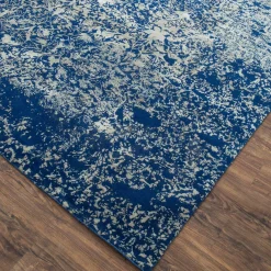 Tappeto in lana con effetto scisto cobalto
