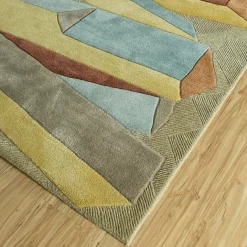 Tappeto in lana giallo brillante e bianco nuvola