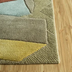 Tappeto in lana giallo brillante e bianco nuvola