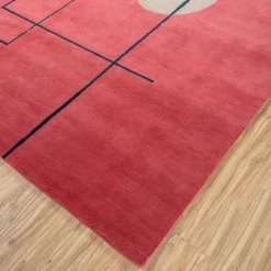 Tappeto in lana Mesa Rosa e toni beige chiari