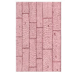 Tappeto in lana rosa fatto a mano con assi di legno