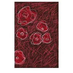 Tappeto in lana rossa fatto a mano con motivo floreale Room for Ritual