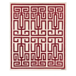 Tappeto in Lana Rosso e Bianco Labirinto di Gio Ponti