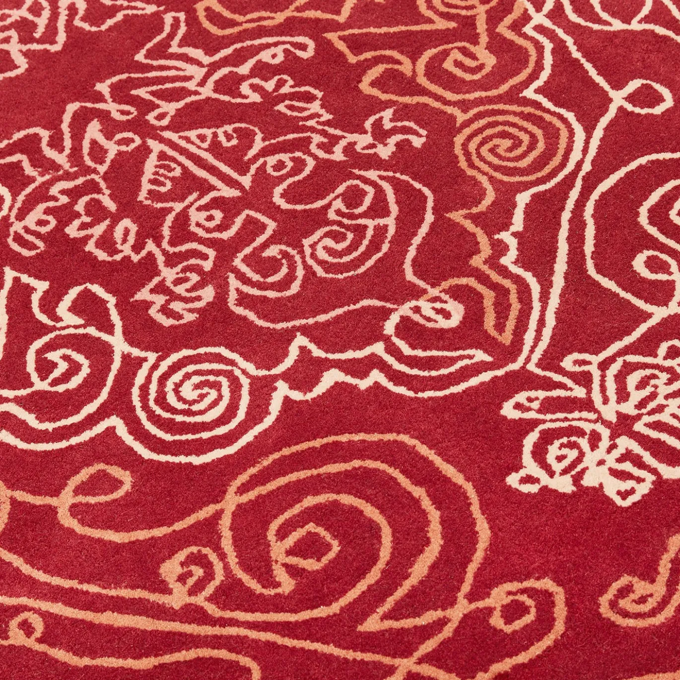 Tappeto in lana rosso ONE-STROKE