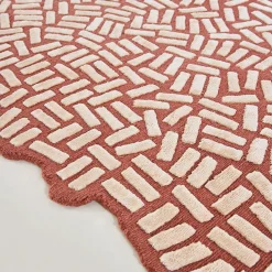 Tappeto in lana rosso terracotta Pavé Island