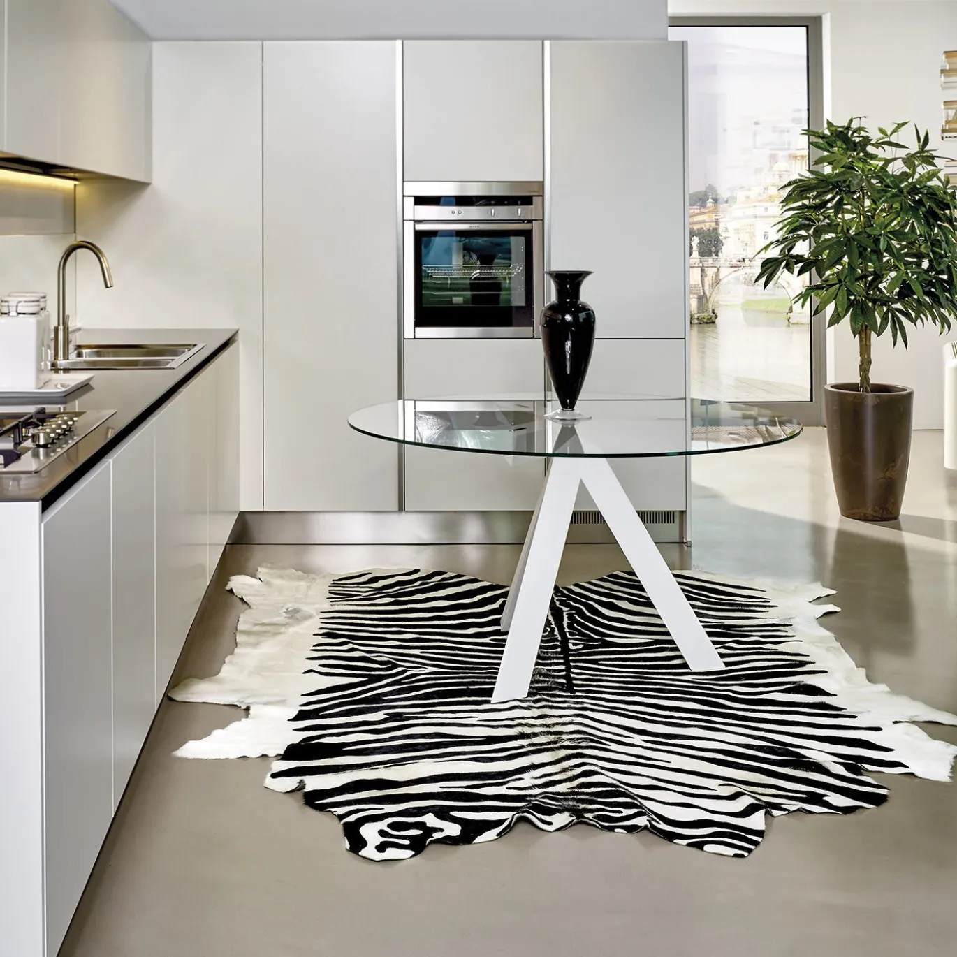 Tappeto in pelle stampata zebra