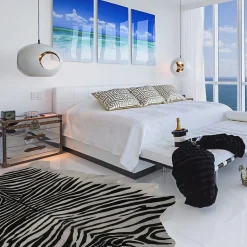 Tappeto in pelle stampata zebra