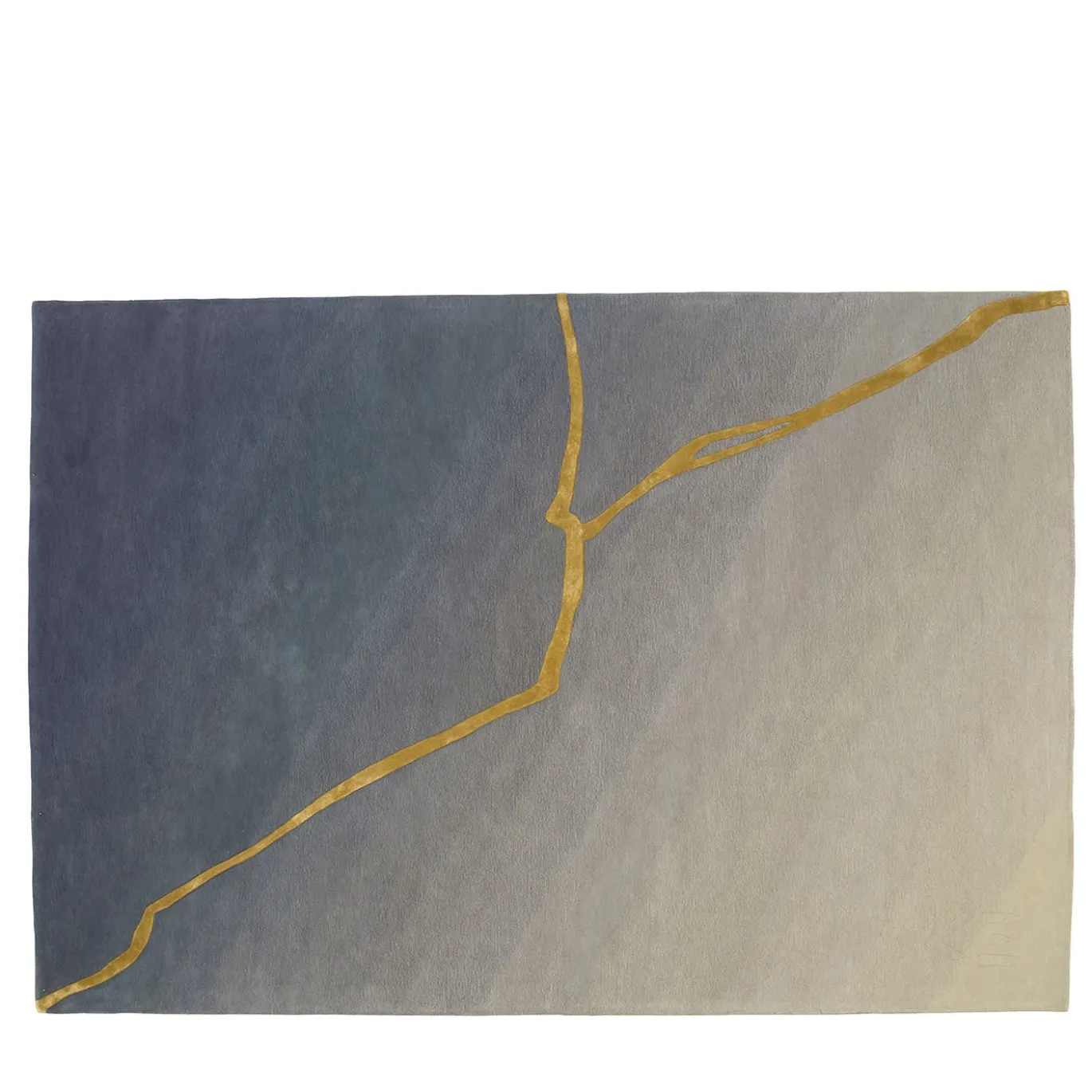 Tappeto Kintsugi blu sfumato