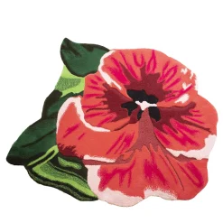 Tappeto Lady S Flower rosso e verde in lana della Nuova Zelanda di Ken Scott