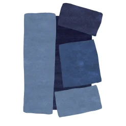 Tappeto Lettera Aperta Annodato a Mano in Tessuto Blu