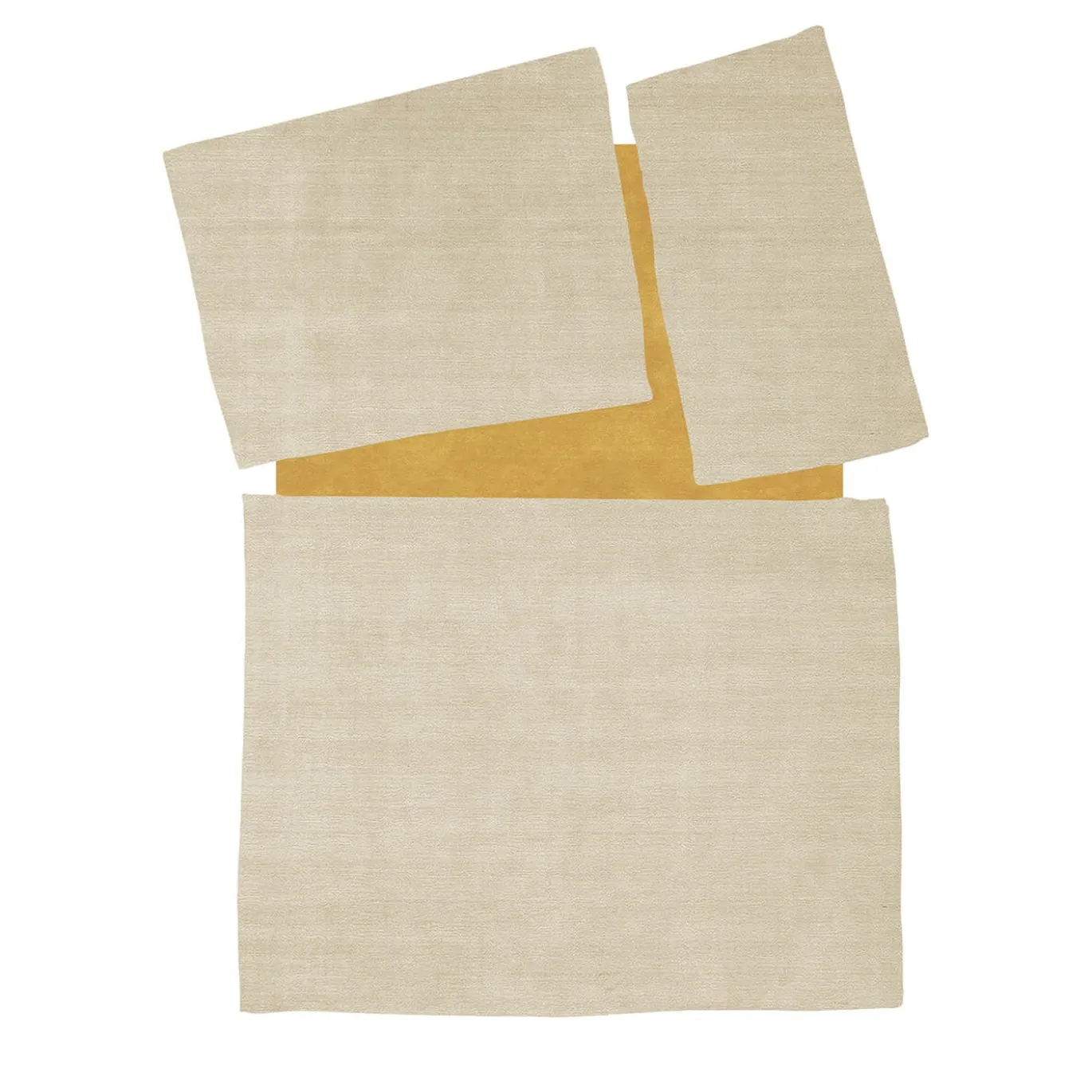 Tappeto Lettera Aperta Beige e Giallo Annodato a Mano