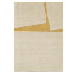 Tappeto Lettera Chiusa Beige e Giallo Annodato a Mano