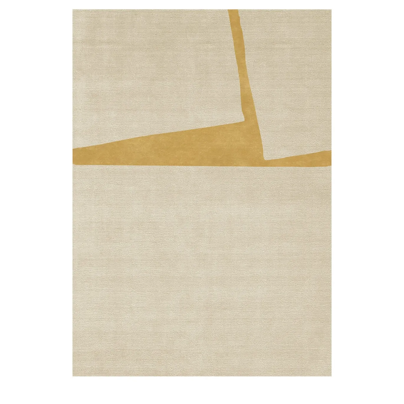 Tappeto Lettera Chiusa Beige e Giallo Annodato a Mano