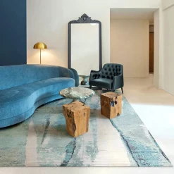 Tappeto Loft L512A in seta di bambù azzurro