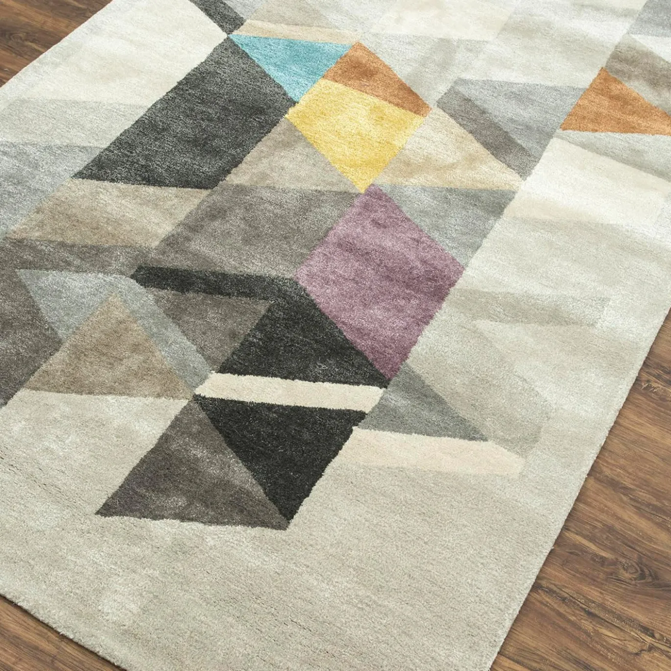 Tappeto Modern Mosaic Classic Gray & Medium Gray trapuntato a mano