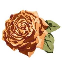 Tappeto My Lady Flower arancione e verde in lana della Nuova Zelanda di Ken Scott