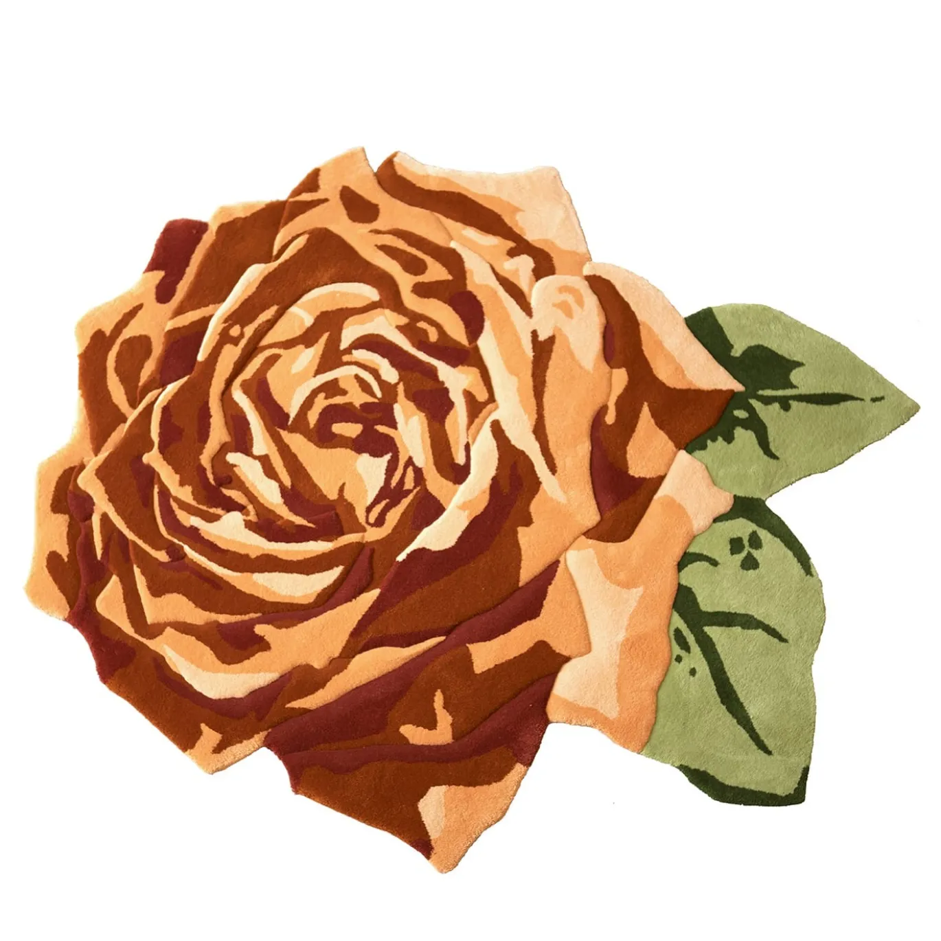 Tappeto My Lady Flower arancione e verde in lana della Nuova Zelanda di Ken Scott