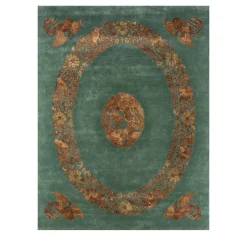 Tappeto Mystic Grove Smoke Green & Dark Amber Gold trapuntato a mano