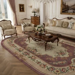 Tappeto ovale Aubusson Garden in seta di bambù