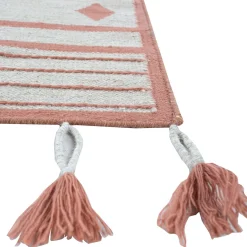 Tappeto Piatto In Jute Natural White & Light Coral