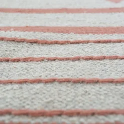 Tappeto Piatto In Jute Natural White & Light Coral