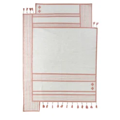 Tappeto Piatto In Jute Natural White & Light Coral