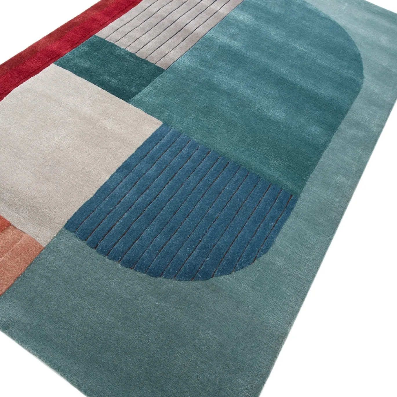 Tappeto Plush Prism Light Turquoise & Praline trapuntato a mano