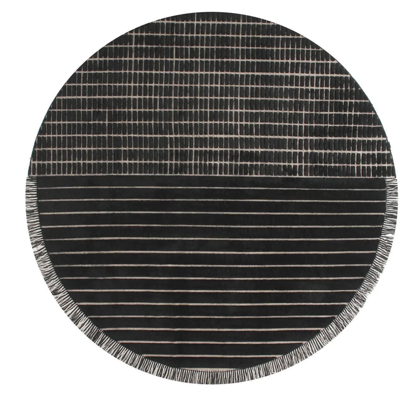 Tappeto RD Grid Berber Round in lana nera di Rodolfo Dordoni