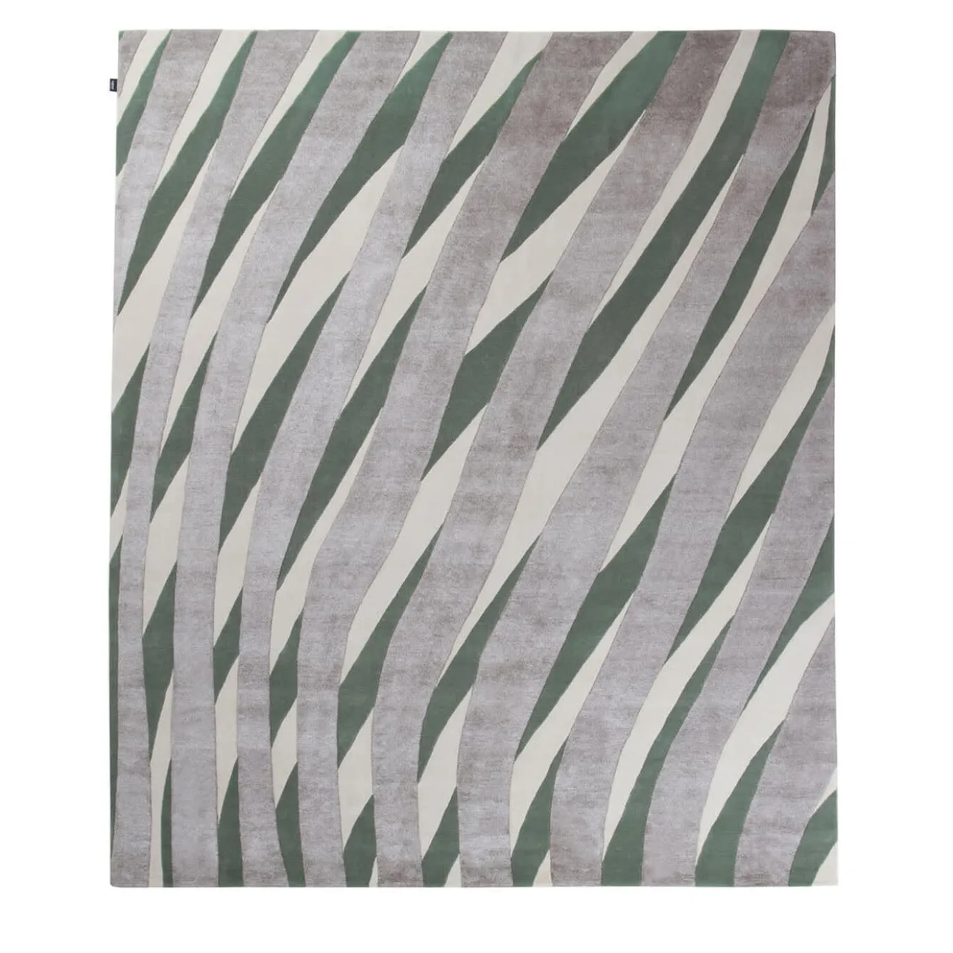 Tappeto RD Twist a righe in lana grigio e verde di Rodolfo Dordoni