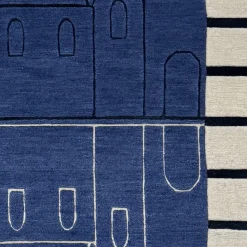 Tappeto Rectangolare in Lana Blu Santorini