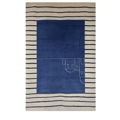 Tappeto Rectangolare in Lana Blu Santorini