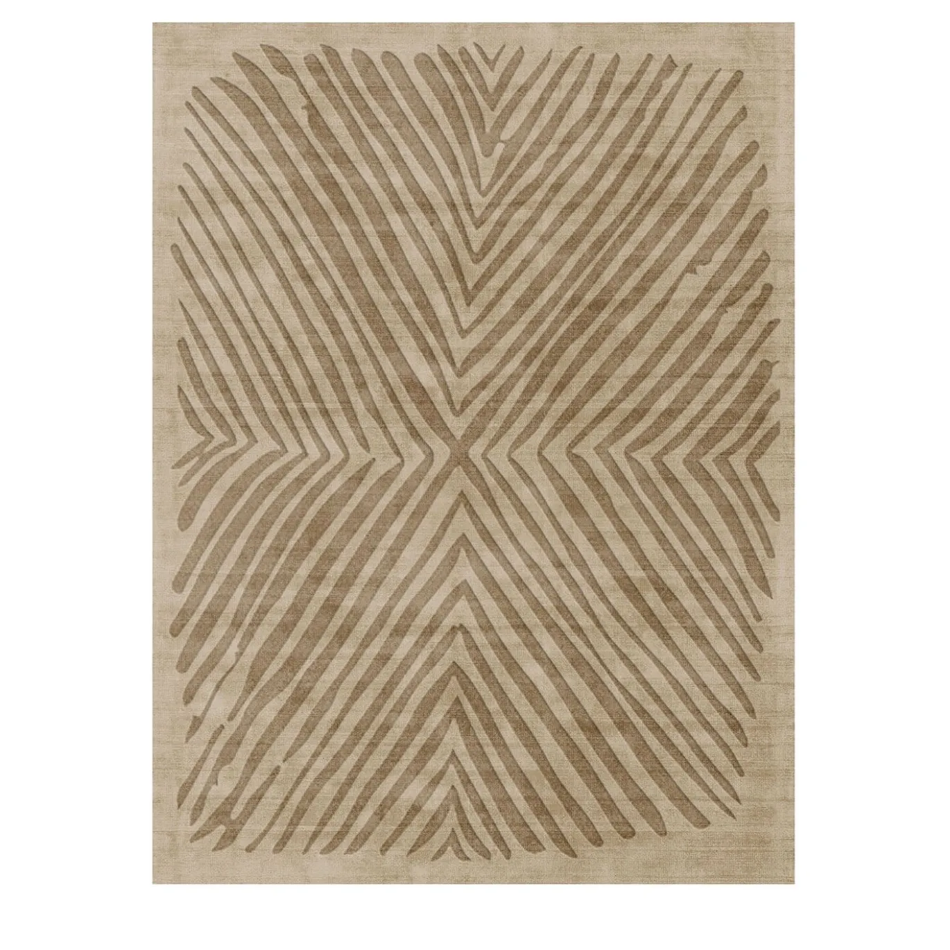 Tappeto rettangolare Charcoal Angles in seta botanica beige