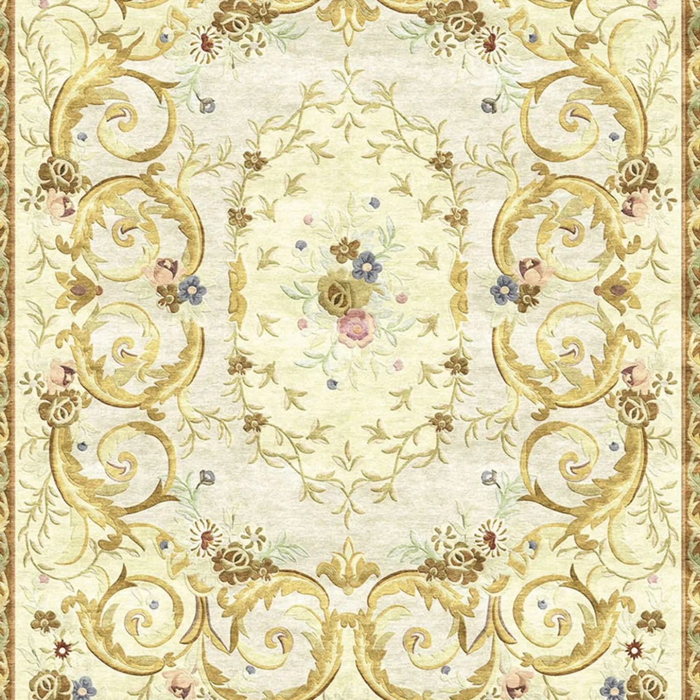 Tappeto rettangolare Ethereal Garland in seta di bambù dorata