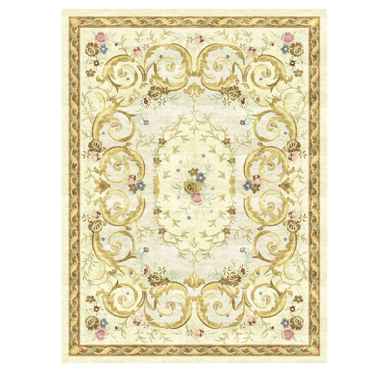Tappeto rettangolare Ethereal Garland in seta di bambù dorata