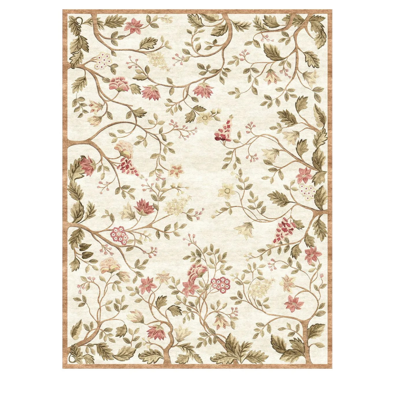 Tappeto rettangolare Floral Symphony in seta di bambù