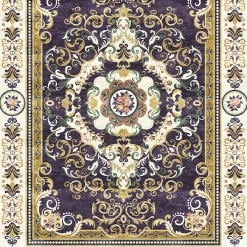 Tappeto rettangolare Imperial Rococò Flourish Blu in lana