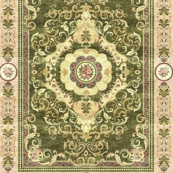 Tappeto rettangolare Imperial Rococò Flourish Green in lana