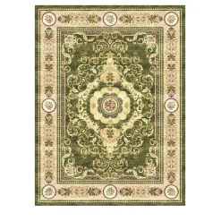 Tappeto rettangolare Imperial Rococò Flourish Green in lana