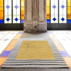 Tappeto rettangolare in lana giallo Costiera Amalfitana