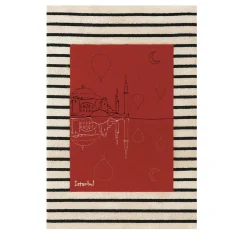 Tappeto rettangolare in lana rosso Istanbul