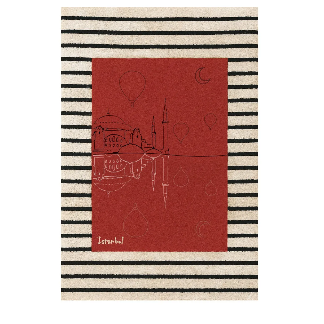 Tappeto rettangolare in lana rosso Istanbul