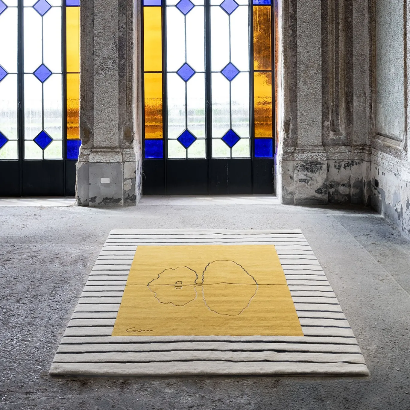 Tappeto rettangolare in lana giallo Capri