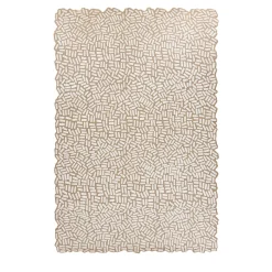 Tappeto rettangolare in lana color sabbia Pavé