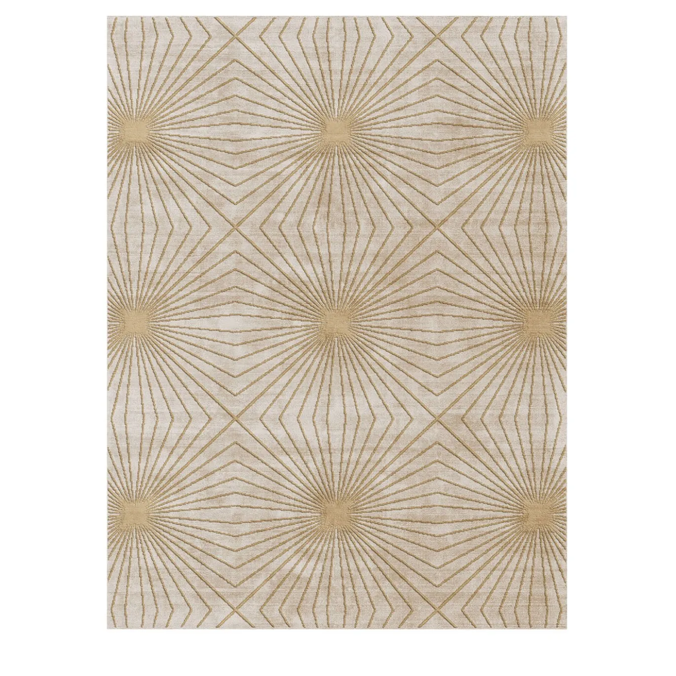 Tappeto rettangolare Light Compass in viscosa e lurex beige